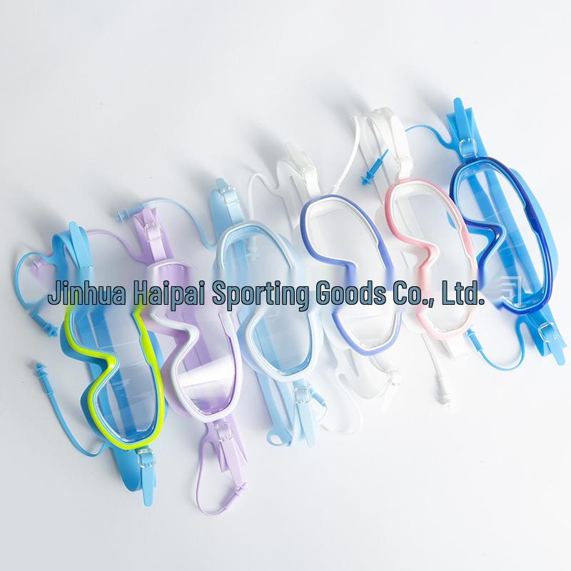Children's Large Silicone Swimming Goggles - High-Definition, Waterproof, Anti-Fog, Ideal for Diving and Racing.