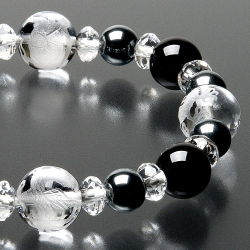 Buddhist Altar Shop Takita Shoten Special Selection Four Gods Bracelet with 10mm Black Onyx, 8mm Hematite, and Genuine Crystal Star Shape. Also suitab