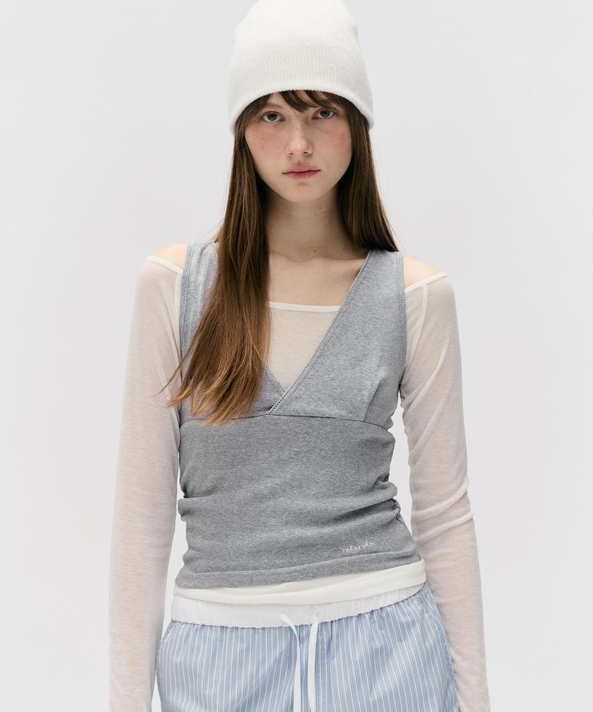 ROLAROLA Nubasic Layered Sleeveless Set Wh+Gy