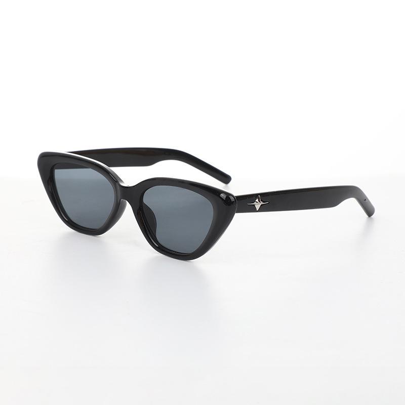 Gm Retro Cat'S Eye Rhombus Face Sunglasses Women'S Premium French Black Small Frame Summer Sun-Proof Sunglasses