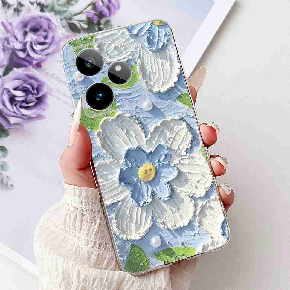 For Realme GT 7 5G 2025 RMX5061 Case Cute Girl New Flowers Soft Silicone TPU Cover For Realme GT7 GT 7T 5G Global Phone Cases