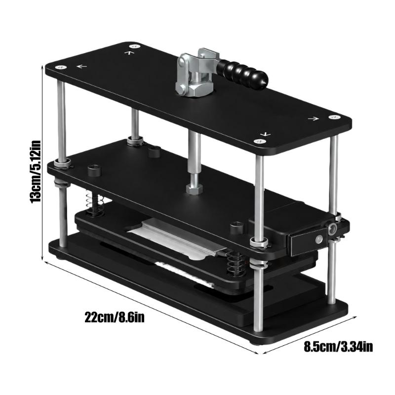 Heating Press Machine with Layered Work Platform, Guide Posts, Spring Supports and Top Adjustment Handle for Phone Stand and Rear Cover Repair
