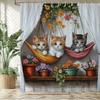 Lovely Dogs And Cats Printed Fabric Shower Curtain Bathroom Curtain,Garden Flower Animals Home Decoration Curtain With Hooks