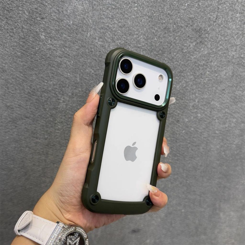 Shockproof armor Clear Acrylic Phone Case For iPhone 17 16 15 14 13 12 11 Pro Max Plus XR XS X Bumper Hard Cover Funda