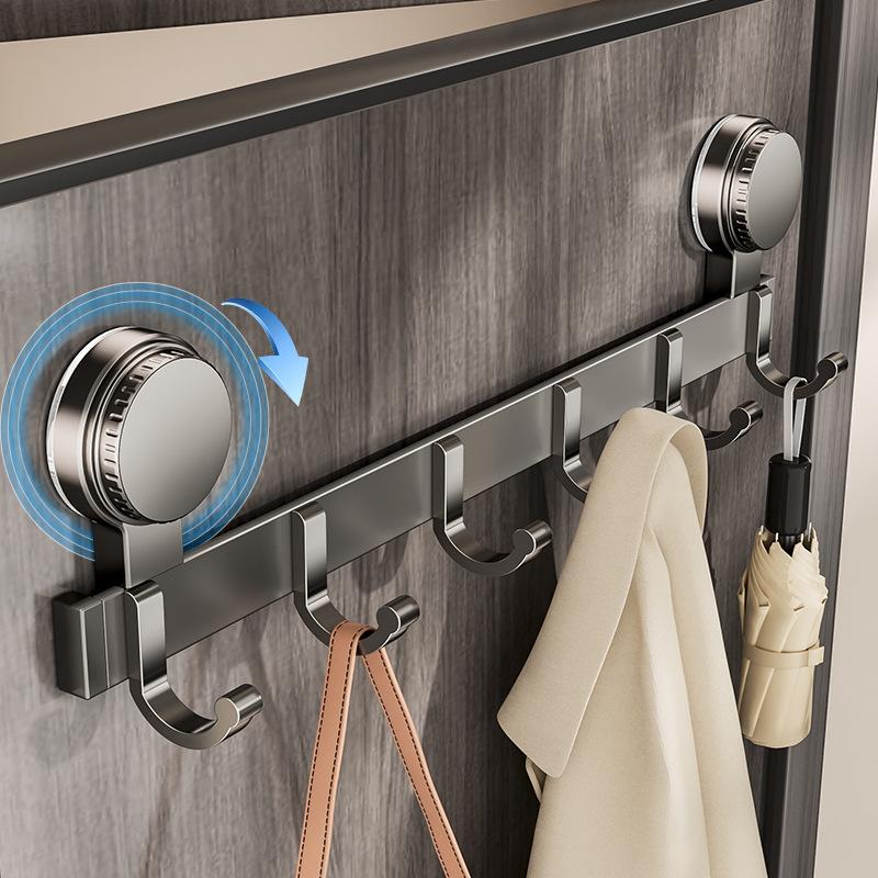 Suction Cup Clothes Storage Organizer Door Rack Punch-free Wall Mount Row Hook Heavy Load Bearing Multi Hook Door Hanger
