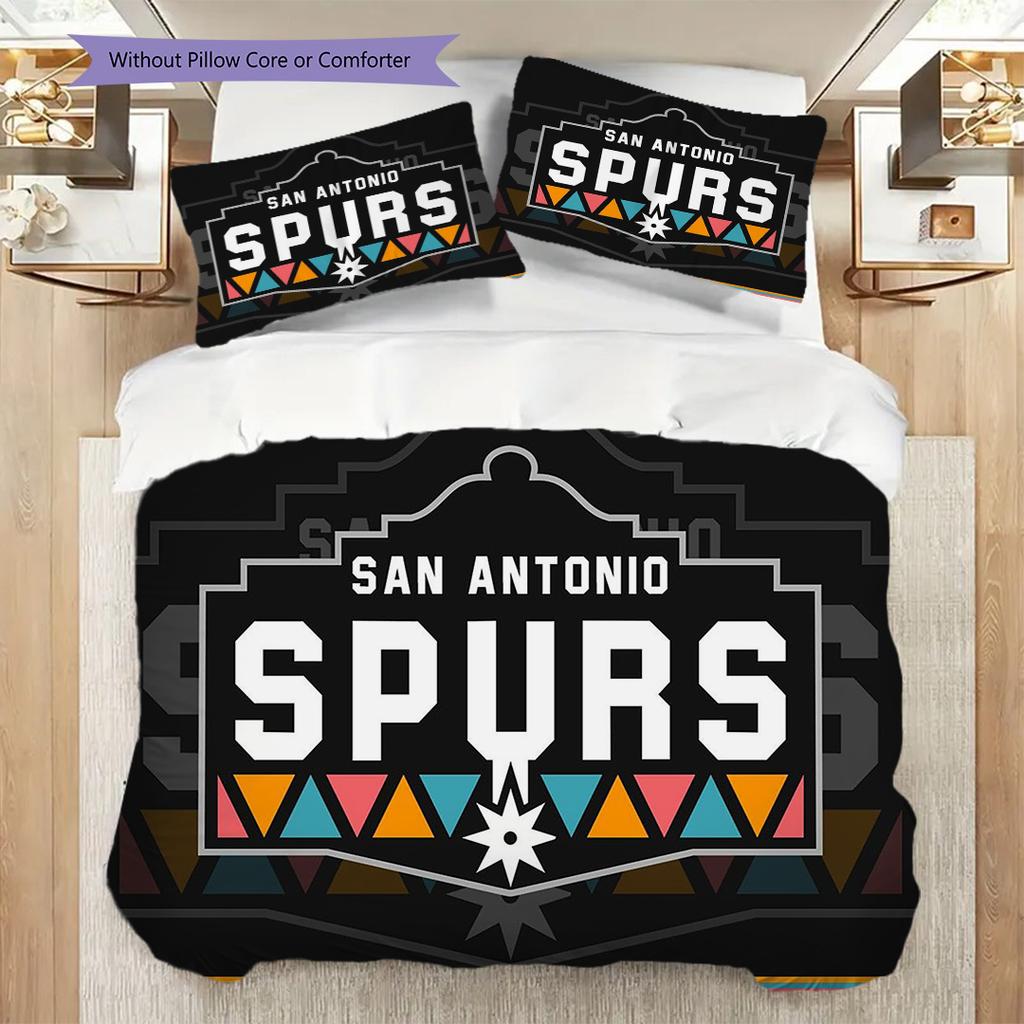 San Antonio Spurs Vivace Spirito di Squadra Set da Tre Pezzi(1 * copripiumino + 2 * federa, senza nucleo)Set biancheria da letto Morbido e confortevole