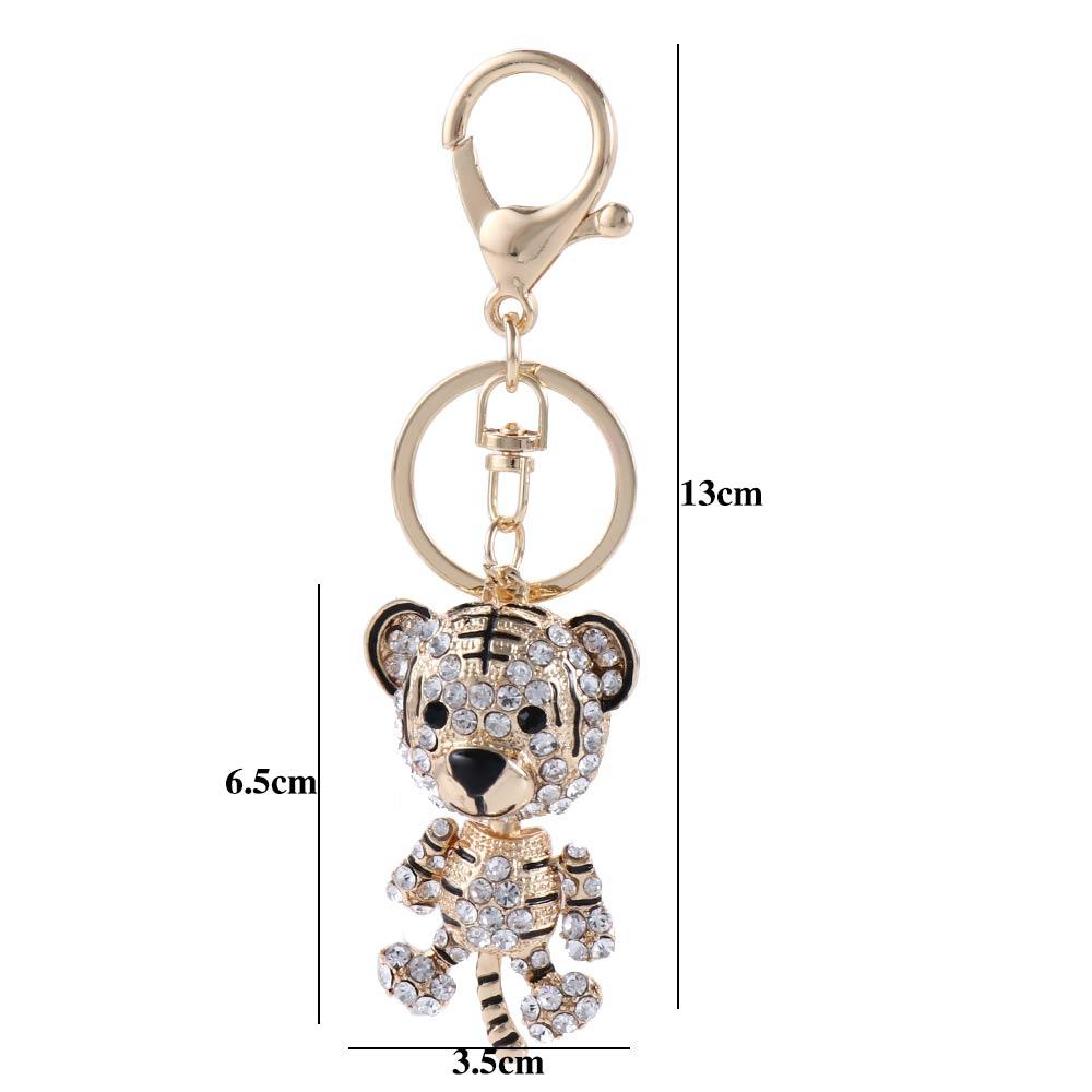 Couple Gifts DIY Trinkets Tiger Key Chain Car Keychain Metal Rhinestone Keychain Tiger Key Ring