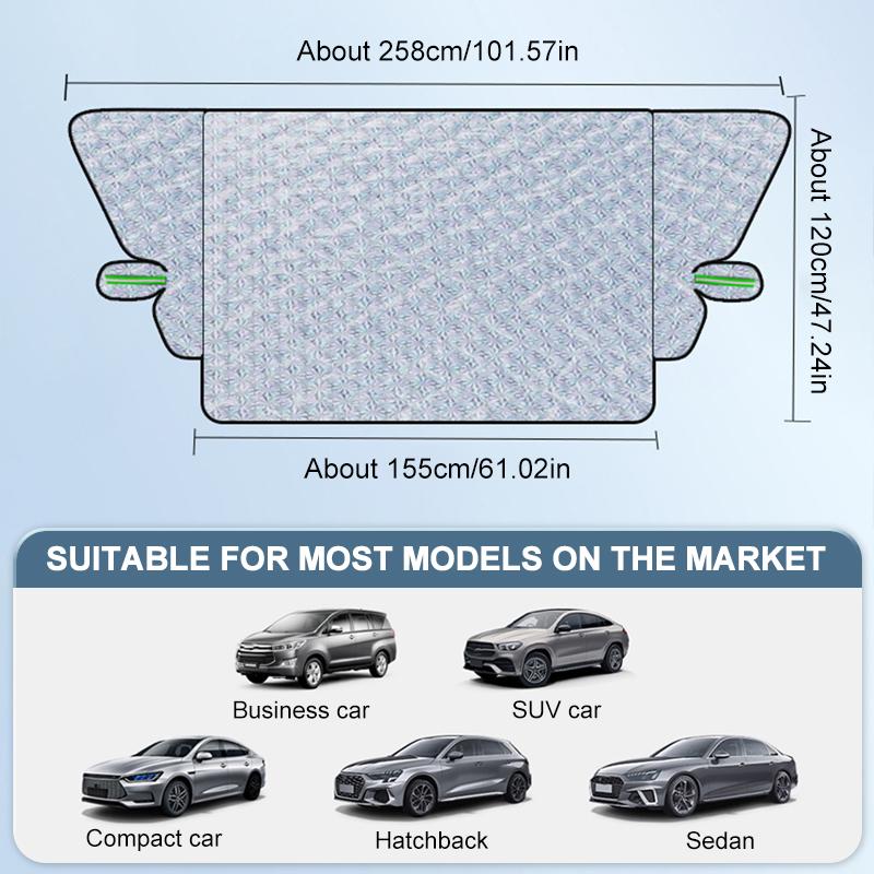 SEAMETAL Pokrowce na przednią szybę samochodu Zimowe pokrowce śniegowe Ochraniacz na lód Letni pokrowiec przeciwsłoneczny na samochód z taśmą odblaskową Bezpieczeństwo w nocy