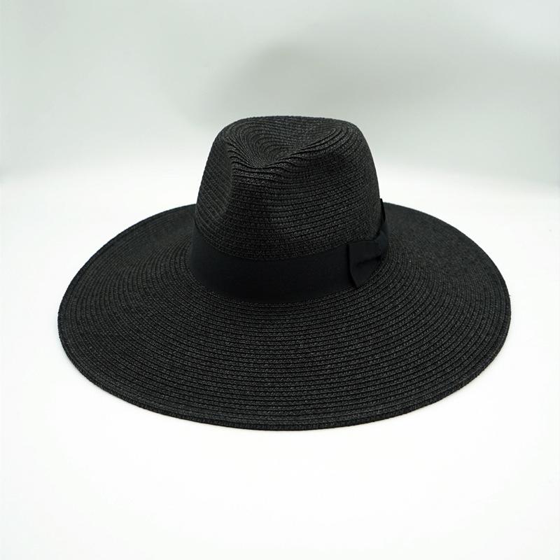 European And American Big Brim Black White Panama Jazz Top Hat Men And Women Summer Sunshade Sunscreen Vacation Beach Straw Hat