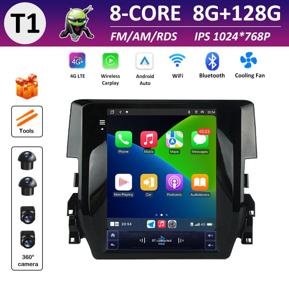 Android Intelligent System Bluetooth for Honda Civic 10 FC FK 2015 2016 2017 - 2020 IPS Touch Screen DSP Stereo Accessories WIFI