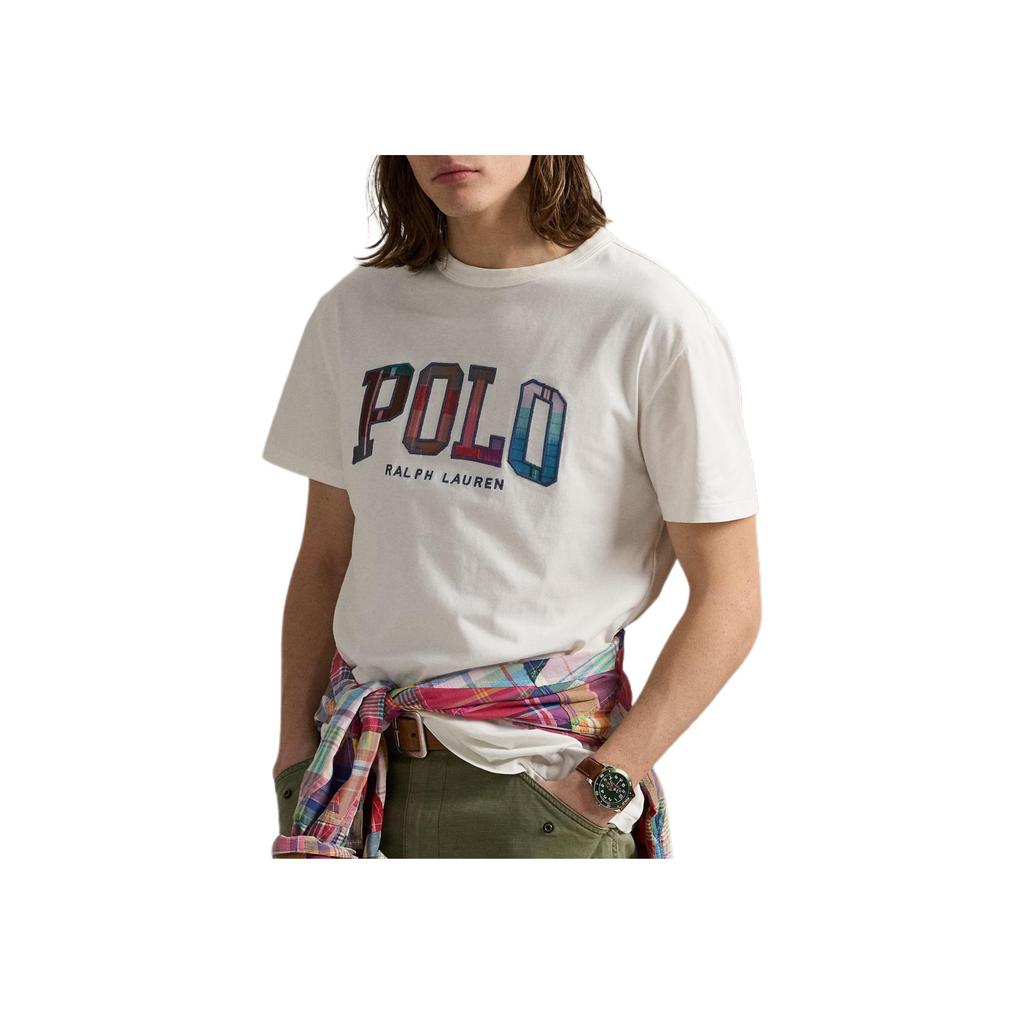 Polo Ralph Lauren SS25 Футболка с коротким рукавом и вышивкой логотипа, с круглым вырезом, мужские топы, белый 710964480-001
