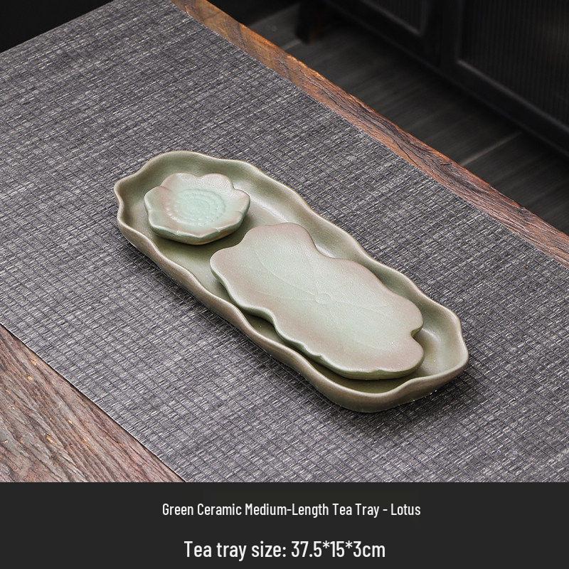 Green Pottery Lotus Tea Tray