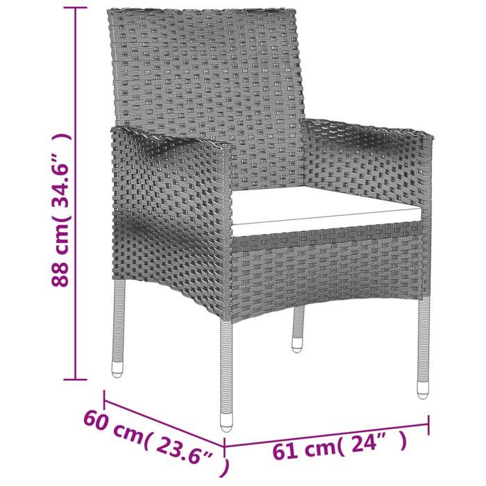 VidaXL Ensemble à manger jardin 9pcs et coussins noir résine tressée, ensemble à manger, ensemble à manger d'extérieur, 3187321