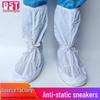 Blue & White Anti-static High-top Work Shoes with Soft Sole