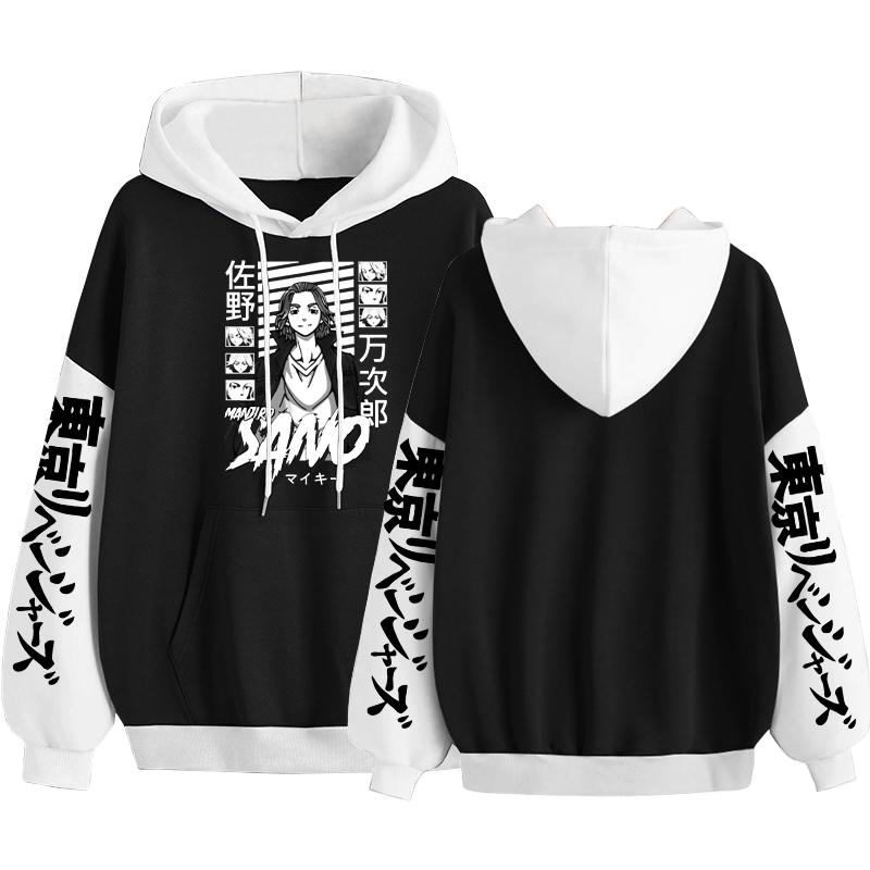 

Аниме Токио Мстители Майки Манджиро Сано толстовки с капюшоном мультфильм мужская одежда Harajuku принт лоскутные толстовки для подростков