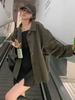 Korean Green Workwear Windbreaker: Women's Retro Petite Spring-Autumn Casual Short Loose Jacket