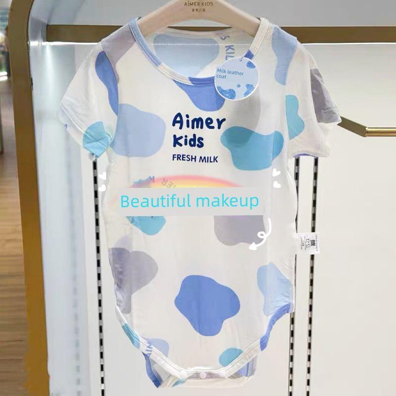 Aimer Kids 25 Ice Milk Skin Summer Baby Short Sleeve Legless Romper Ab245G852 Ab145G852 Boys Ab245G852 Blue Yh8 73