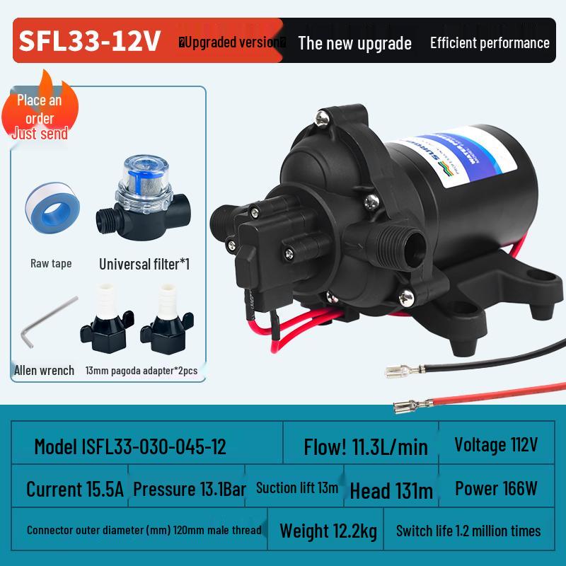 Pompă de apă cu diafragmă de înaltă presiune 12/24V RV Barcă cu comutator automat