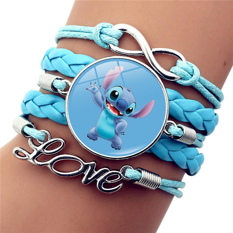 Stilvolles handgefertigtes blaues Lederarmband mit geometrischem Cartoon-Anhänger