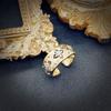 Vintage Two Tone Gold Plated Bulatee Ring Hand Brushed French Style Earrings
