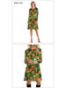 Irish Shamrock Digital Print Long Sleeve Dress - Round Neck, European & American Style
