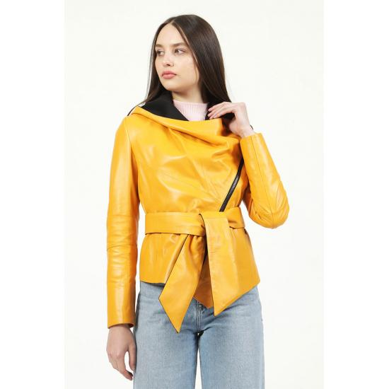 Womens Jacket Belted Plus Large Big Size Genuine Leather Women's Jacket