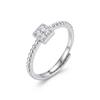 S925 Sterling Silver Geometric Diamond Bead Adjustable Women's Ring - Elegant Light Luxury Accessory