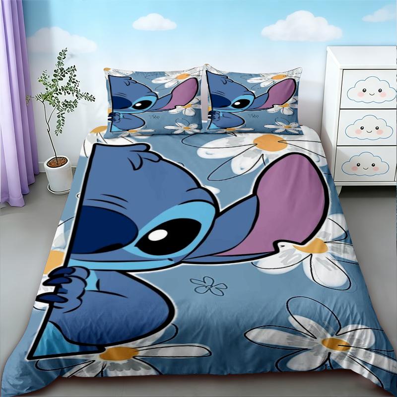 Cartoon Stitch 3pcs Duvet Cover Quilt Cover Bedding Set Queen King Twin Size for Children Bedroom Decor Birthday Gifts