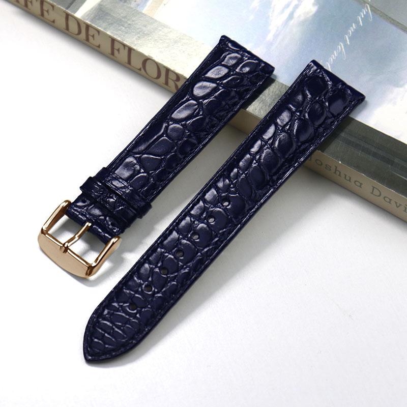 

13 14 16mm 18mm 19mm 20mm Thin Soft crocodile leather strap For Longines L4 L2 VC MIDO Cartier Pin buckle brown blue WatchBand width 13-12mm buckle
