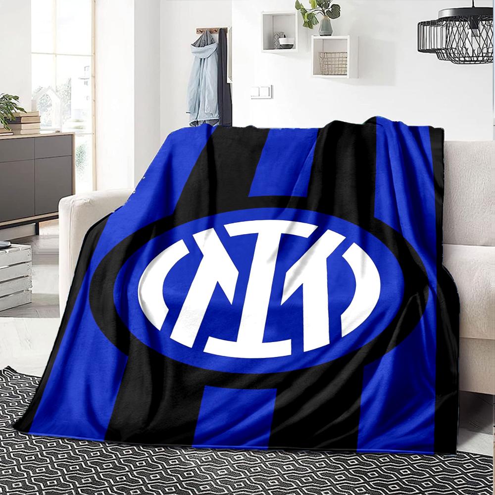 Inter Milan Theme Printed Blanket - Perfect for Couch, Bed, Travel & Outdoor Use | Machine Washable, Cozy & Durable.