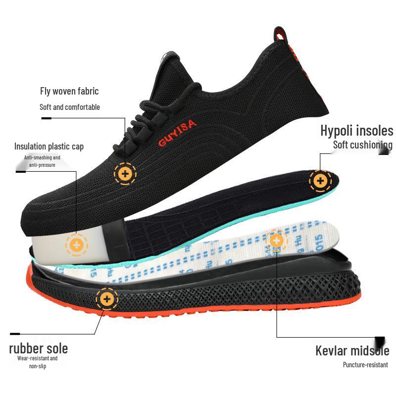 Men's Breathable Safety Shoes: Steel Toe Protection, Anti-Smash, Anti-Puncture, Insulated for Electricians (10KV)