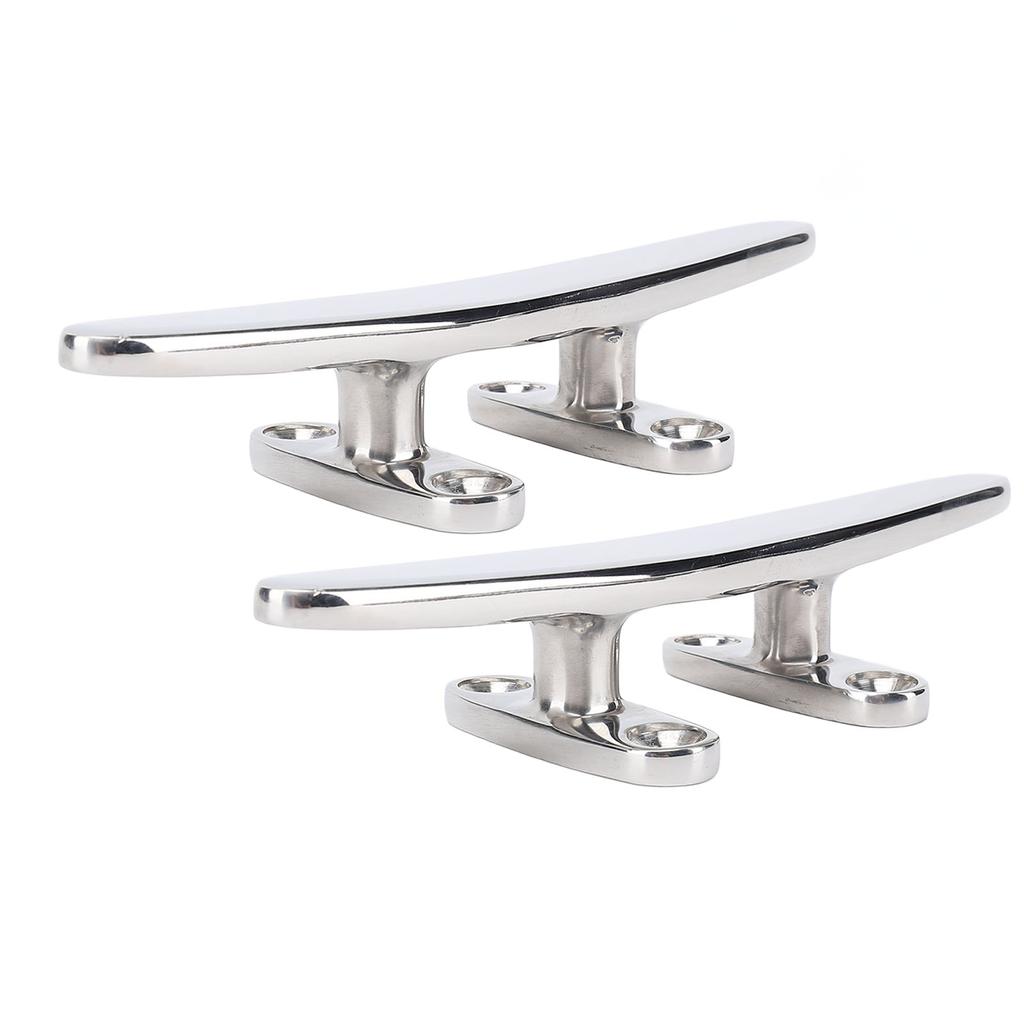 2Pcs 6in Boat Cleat 316 Stainless Steel Heavy Duty Flat Marine Grade Rope Cleat for Yacht Speedboat Cargo Ship