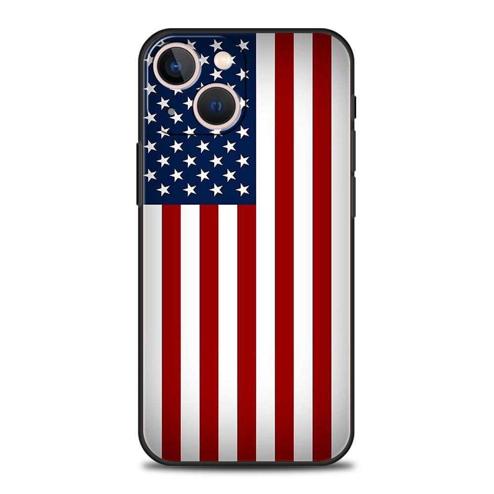 American United States Flag Phone Case For iPhone 17 16 15 Pro Max 11 12 13 14 7 8 Plus SE 2020 X XR XS Cover Soft Black