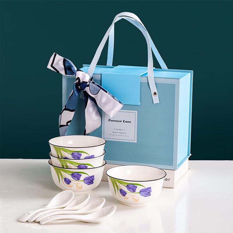 Round Chinese Ceramic Dinnerware Gift Set