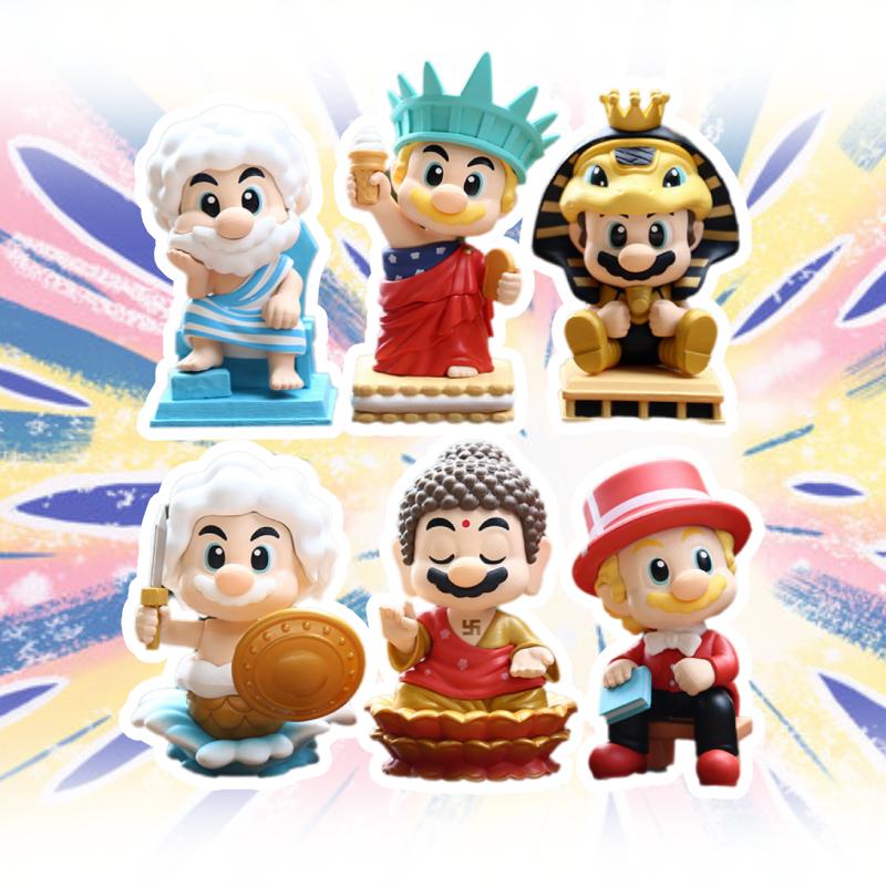 6pcs Mario Action Figure Anime Cosplay Game Doll Collectible Toy Car Display