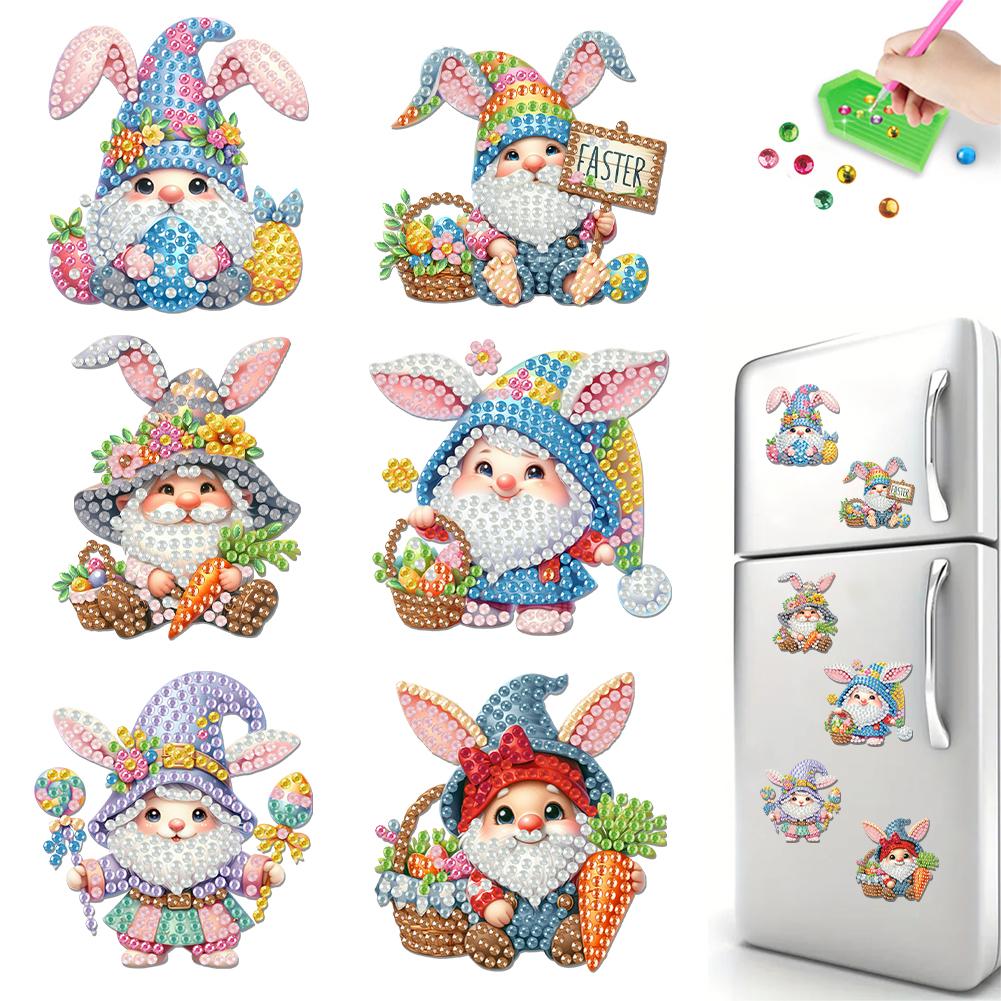 Easter Theme Acrylic Diamond Painting Refrigerator Magnet DIY Diamond Painting Magnets Kit Crystal Sparkling Diamond Magnets Set