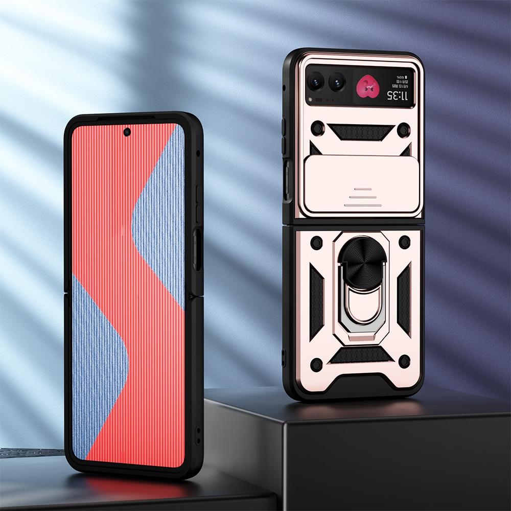

Противоударный защитный чехол KEYSION для Motorola Razr 40 5G, защитное кольцо для объектива слайд-камеры, чехол-подставка для телефона, чехол для MOTO Razr 40 Ultra for Razr 40 Ultra розового золота