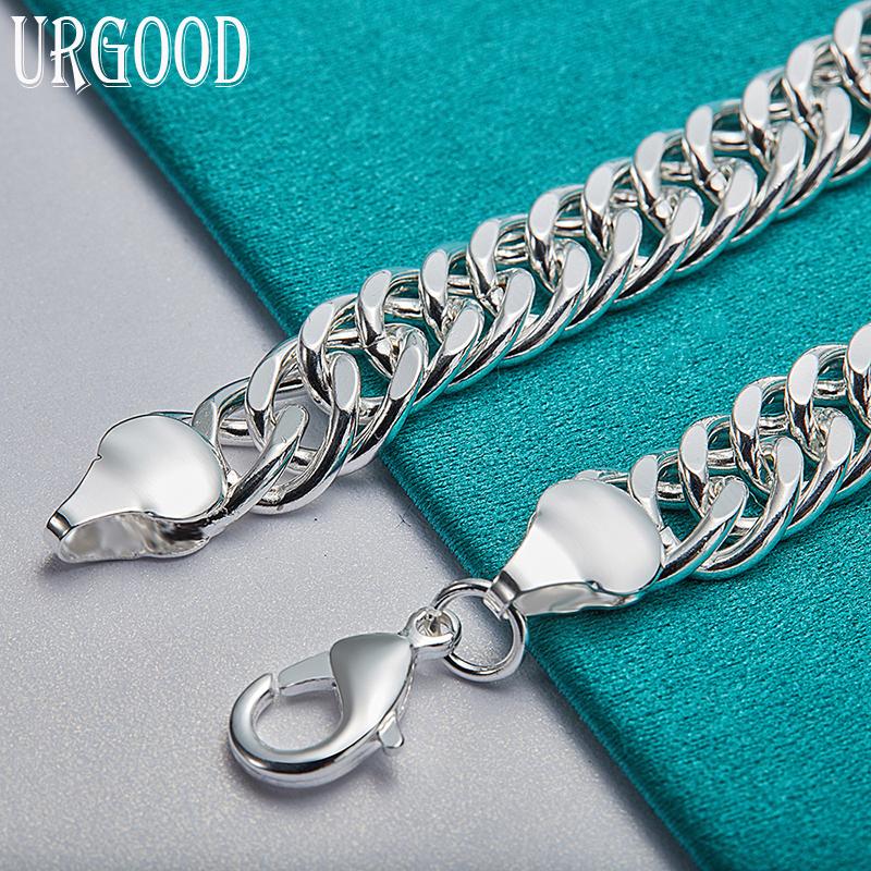 925 Sterling Silver 10mm Side Bracelet Men's and Women's Fashion Gift Jewelry