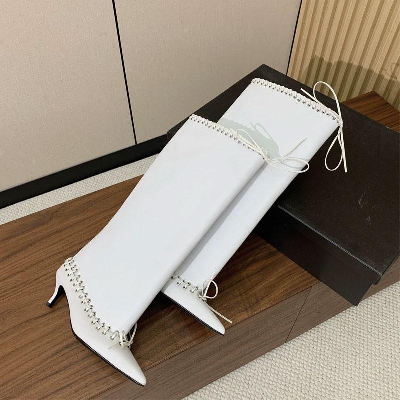 Fashion 2025 New Sharp Pointed Fashionable Buckle Heel Boots Fashion Versatile Cool Boot Women Brown Long Boots Women Shoes