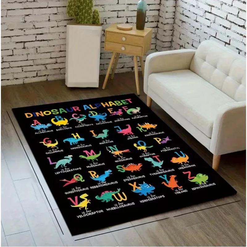 VIKAMA Dinosaur Pattern Plush Rug, Non-slip Soft Floor Carpet, Kids Play Mat For Bedroom Living Room Home Decor