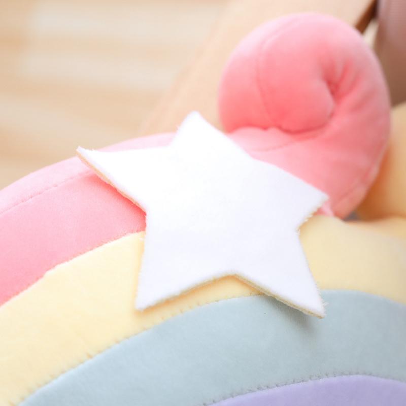 Rainbow Color Cushion Plush Toy Elastic Stuffed Plushies Back Pillow Bedside Ornament Gift For Kids Girls