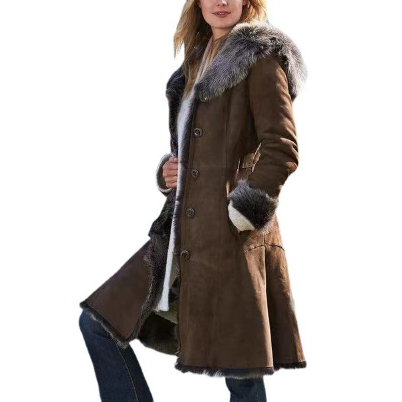Women's Fur Integrated Medium Hooded Coat