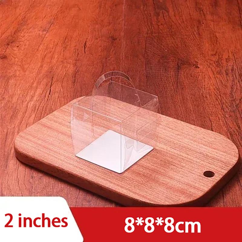 Gjennomsiktig håndtak Kakeboks Mini Firkantet Mousse Pastry Puff Plastemballasjebokser 5-tommers 6-tommers dessertbaking Liten bærbar boks