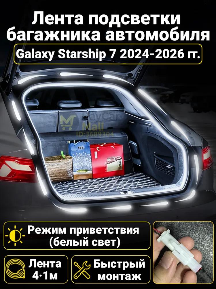 Automatic LED backlight Geely Coolray 2019-2026: 4.1m tape cold white 5000K, constant glow mode, synchronization with the standard plafon
