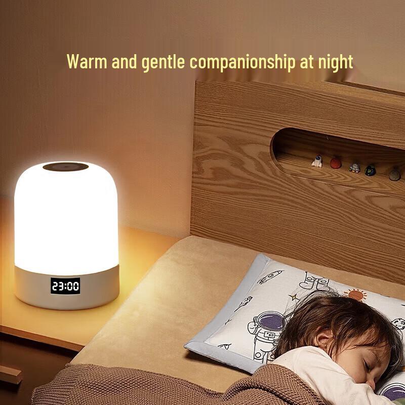 Rechargeable LED Bedside Night Light with Clock