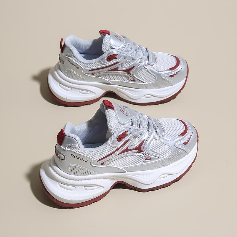 

Дышащая женская сетчатая обувь Нескользящая износостойкая повседневная обувь Легкая уличная обувь на толстой подошве Женская спортивная повседневная обувь 39 красный