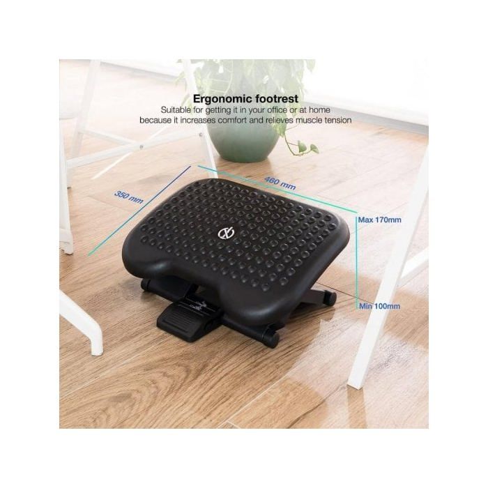 Repose-pieds - Tooq - Réglable - Hauteur et inclinaison - Noir - Bureau contemporain