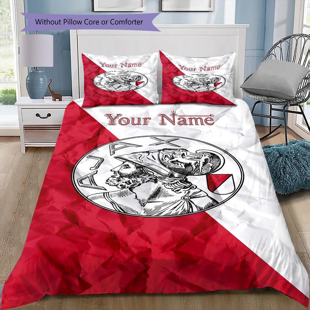 Ajax Fan Gear Custom Name Pattern Bedding Quilt Set Quilt Cover Pillowcase Home Birthday Gift(1 * Duvet Cover + 2 * Pillowcase, Without Core)