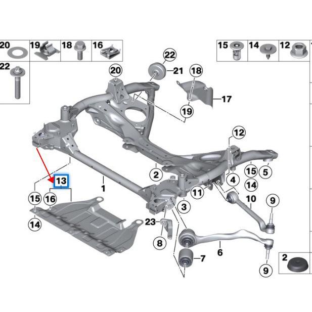 BMW Engine Underbody Shield for 1 Series F20, 3 Series F30. Part #31146850067.