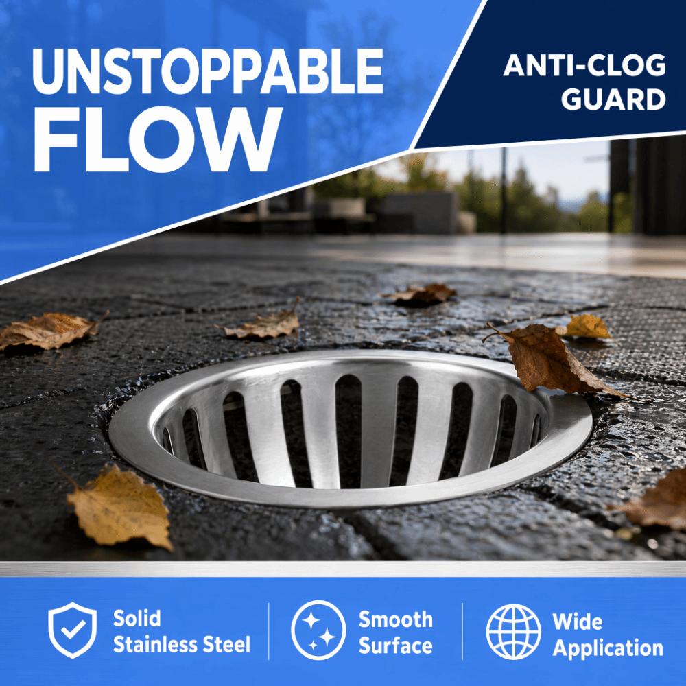 2PCS Round Shape Floor Drain Cover Stainless Steel Storm Drain Filter Ground Drain Strainer Roof 82mm